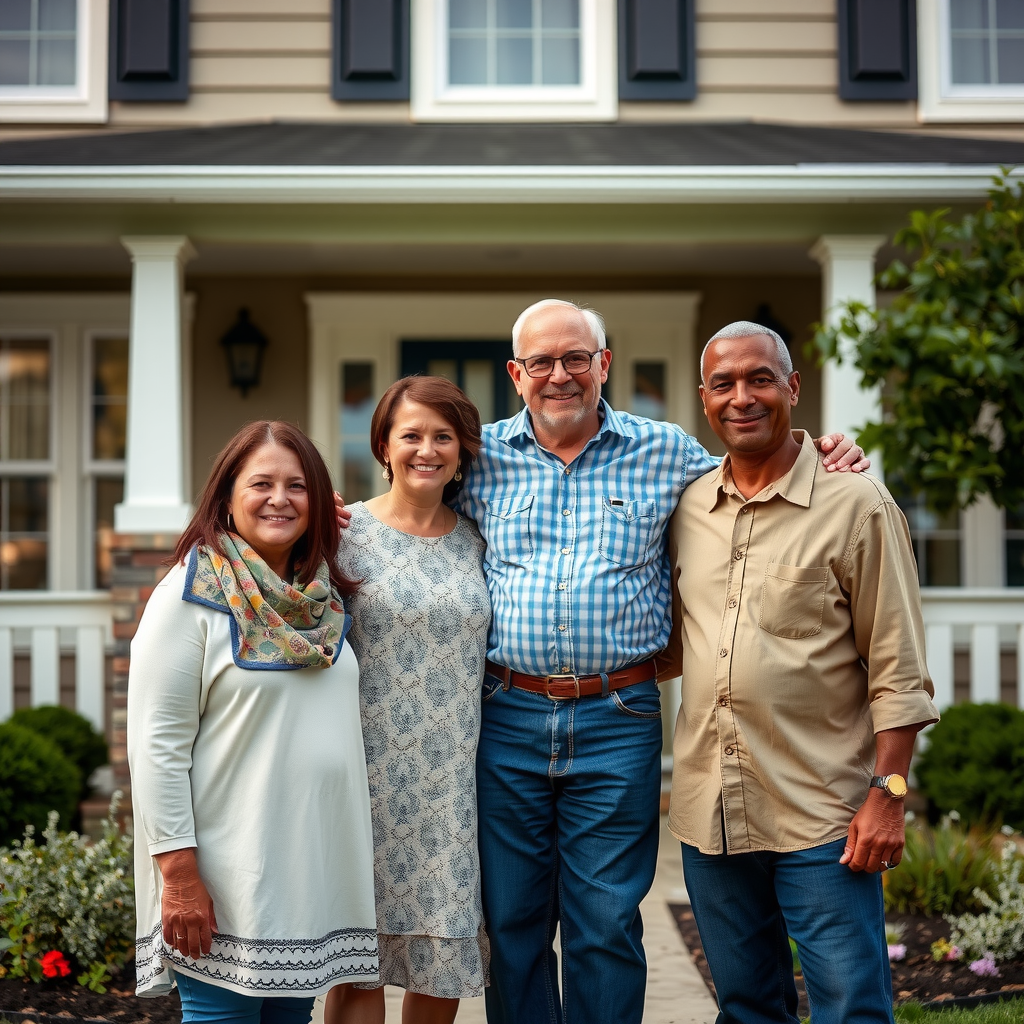 Veteran family standing in front of their new home with keys in hand, representing housing assistance and financial stability programs for veterans