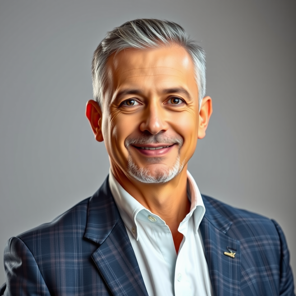 Professional headshot of Michael R., a veteran in casual business attire with a confident expression, representing successful technology career transition