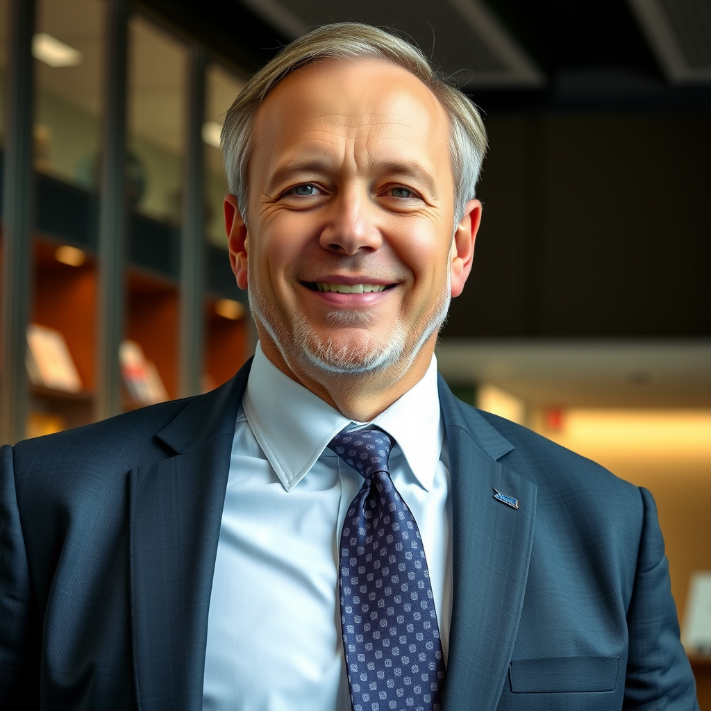 Professional headshot of Robert Johnson, Caucasian man in suit and tie with professional demeanor, corporate headquarters setting